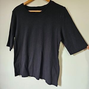 EUC STUDIO WORKS COTTON BLACK HALF SLEEVES MINIMALIST TEE SIZE PETITE LARGE
